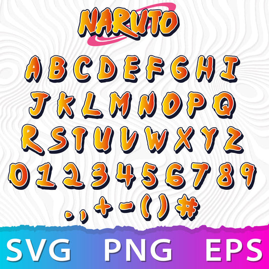 Alphabet Naruto SVG, Naruto Layered Font SVG, Cricut Numbers SVG
