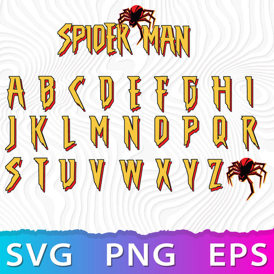 Alphabet Spiderman SVG, Spiderman Layered Font SVG, Cricut Numbers SVG
